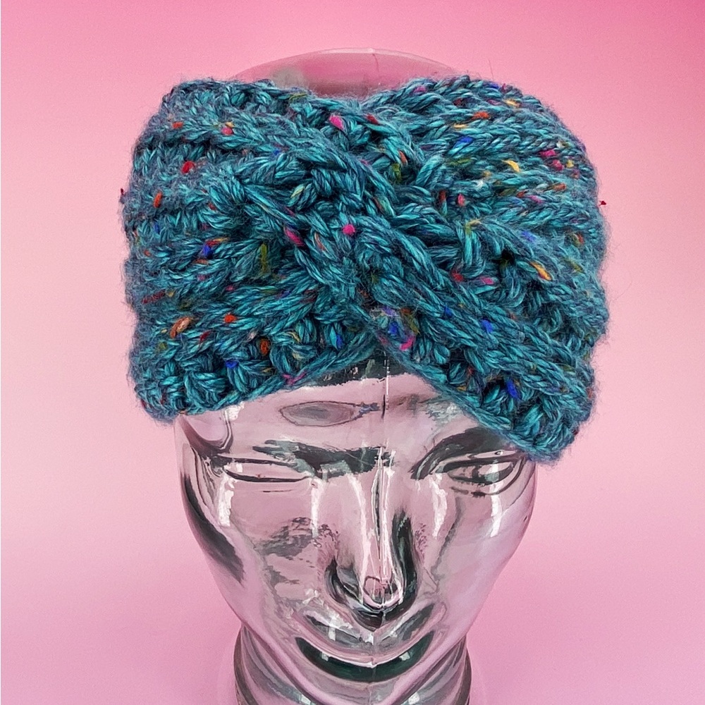 Teal Tweed Ear Warmer